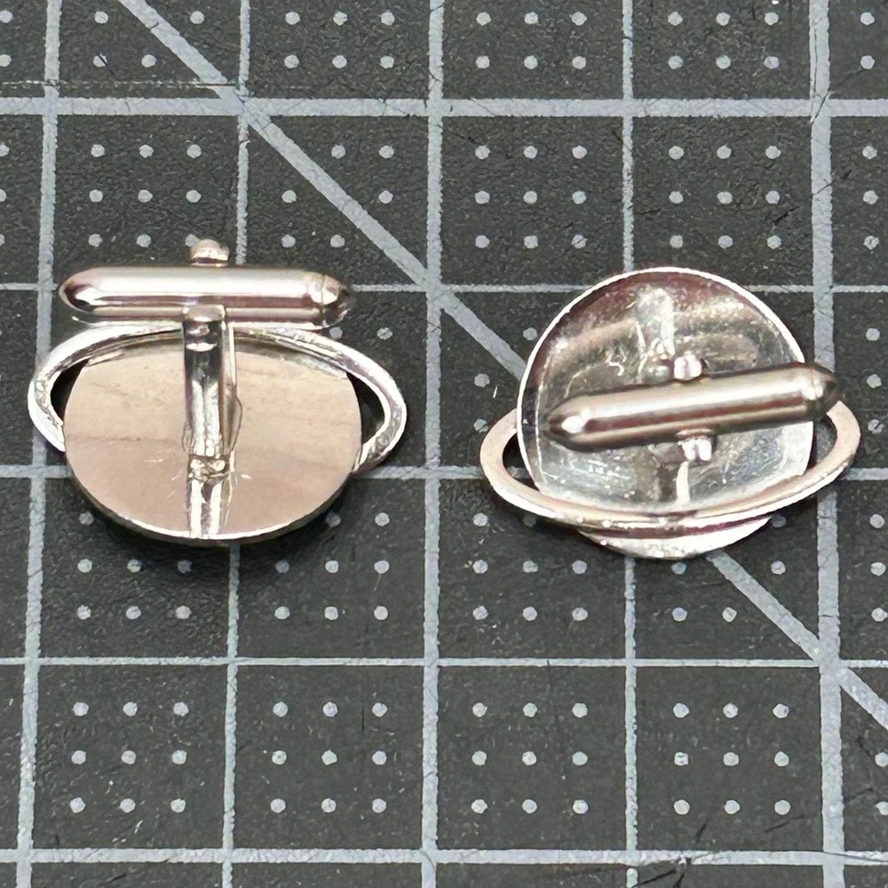 Vintage Swank Saturn Planet Cufflinks Silver Tone Mid Century Modern Space Theme